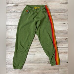 Aviator Nation Green Joggers with 6 Stripes